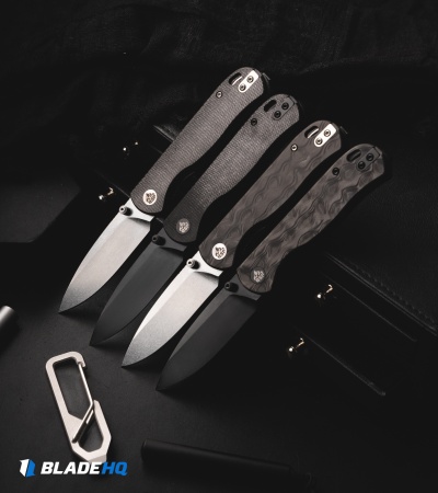 QSP Ferret Liner Lock Knife Black Micarta (3" Black Nitro-V) 
